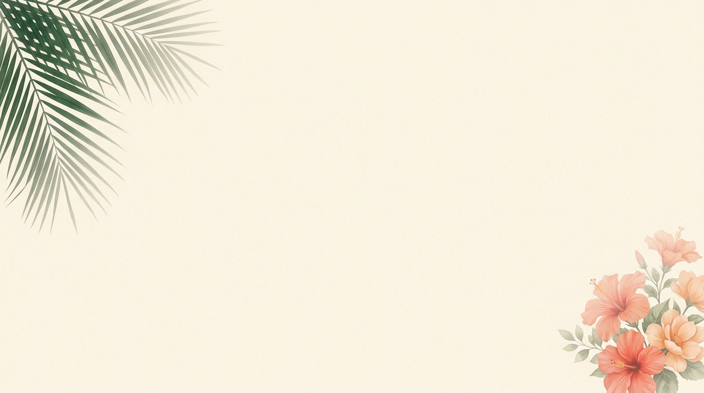 Cream editorial backdrop with botanical corner accents
